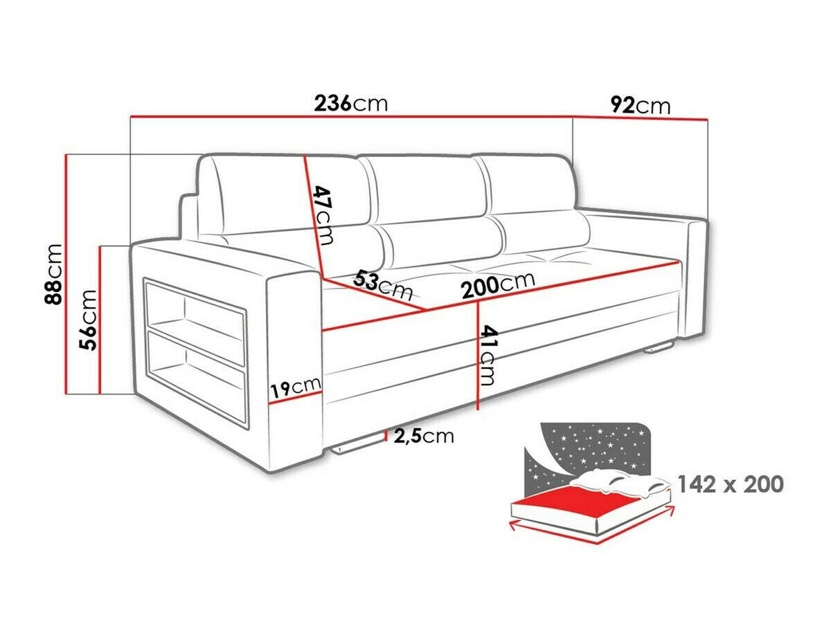 Sofá-cama Decatur 100 (Amor Velvet 4314)