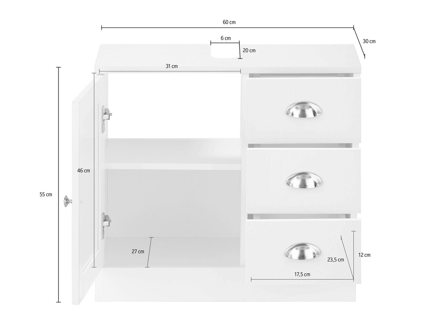 Armario de baño de pie para lavabo Elmvene 105 (Blanco)