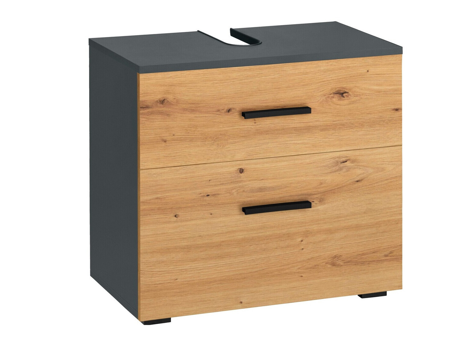 Armario de baño de pie para lavabo Larlori 100 (Antracita + Roble)