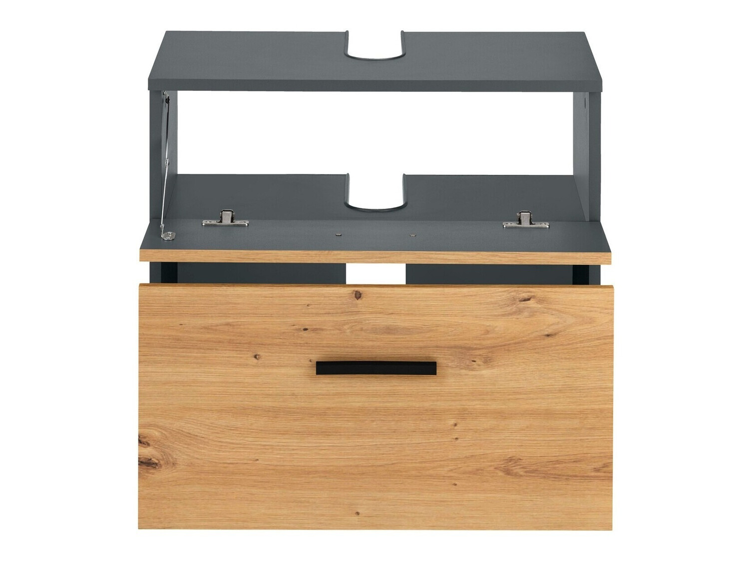 Armario de baño de pie para lavabo Larlori 100 (Antracita + Roble)