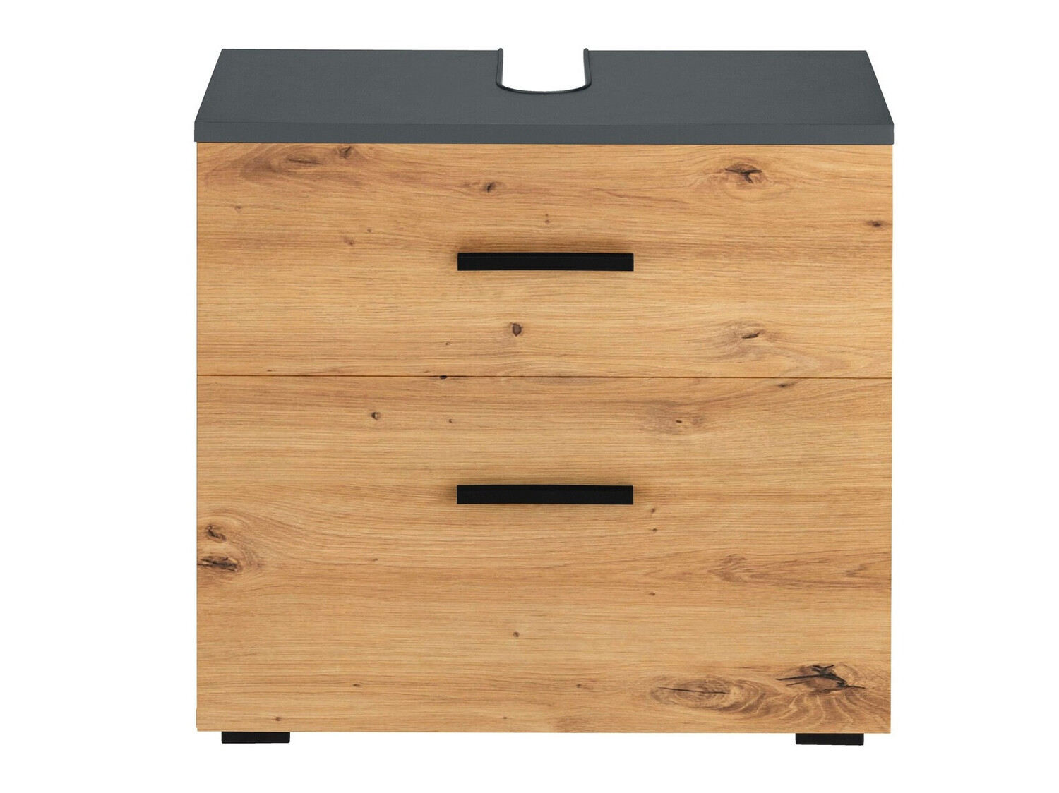 Armario de baño de pie para lavabo Larlori 100 (Antracita + Roble)