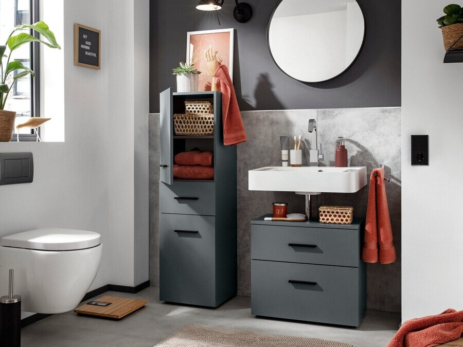 Armario de baño de pie para lavabo Larlori 100 (Antracita)