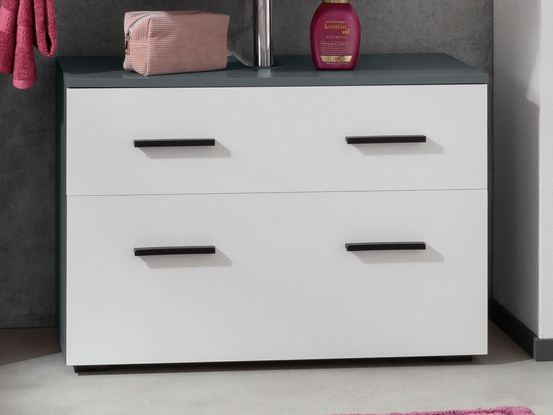 Armario de baño de pie para lavabo Larlori 101 (Antracita + Blanco)