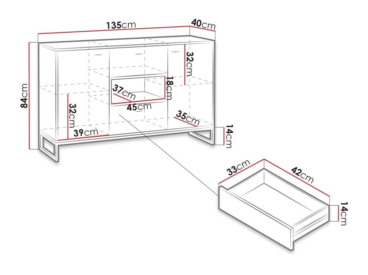 Cómoda Baltesi 104 (Blanco + Roble Artisan)