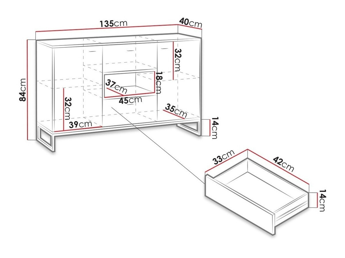Cómoda Baltesi 104 (Roble Artisan + Negro)