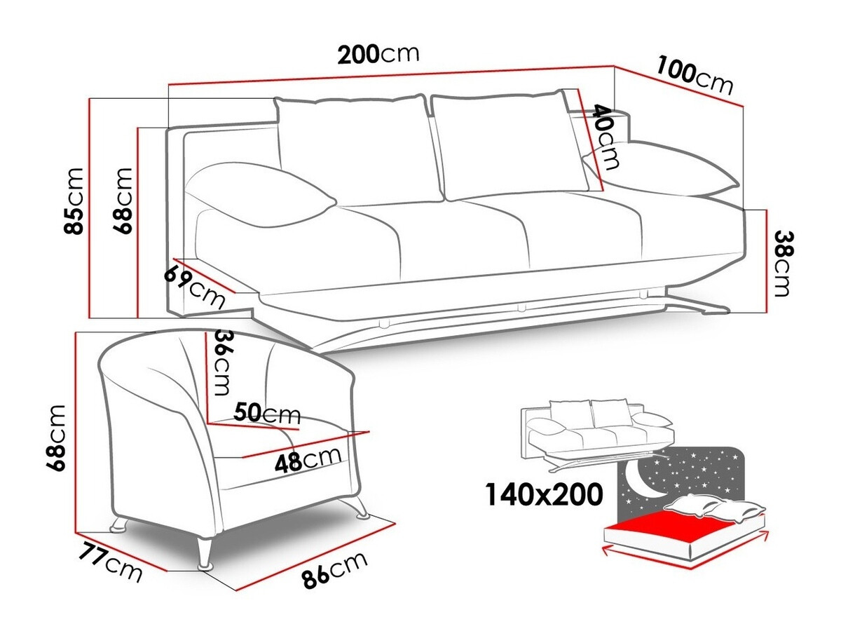 Conjunto de muebles tapizado Velum (Soft 010)
