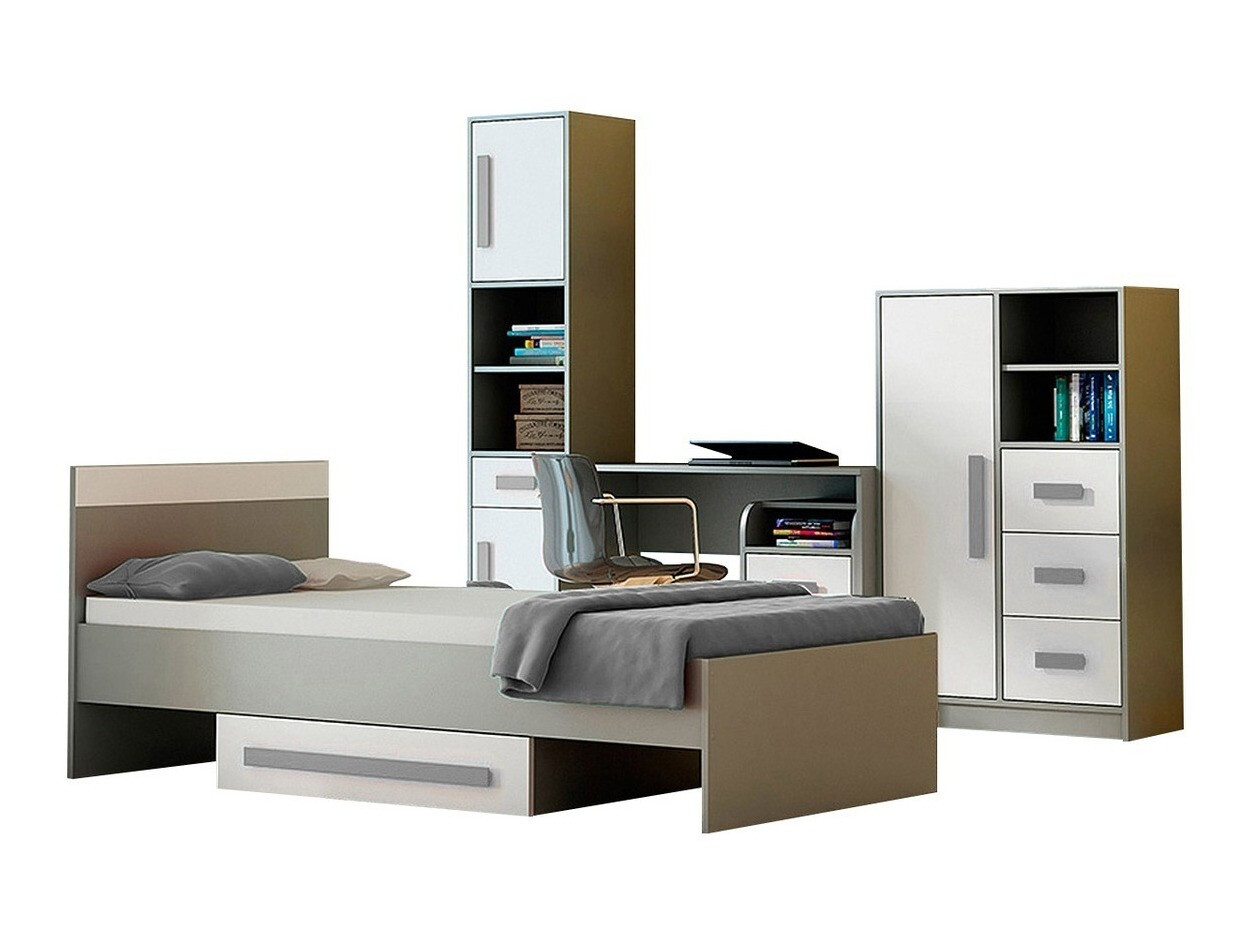 Estantería Akron C107 (Gris + Blanco + Púrpura)