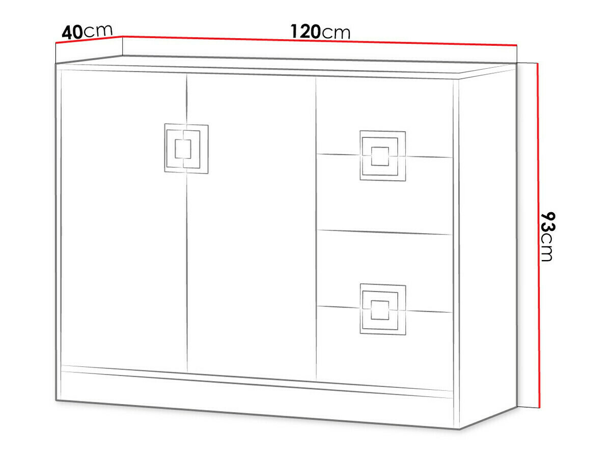 Cómoda Balvire 100 (Roble claro + Blanco + Rosa)