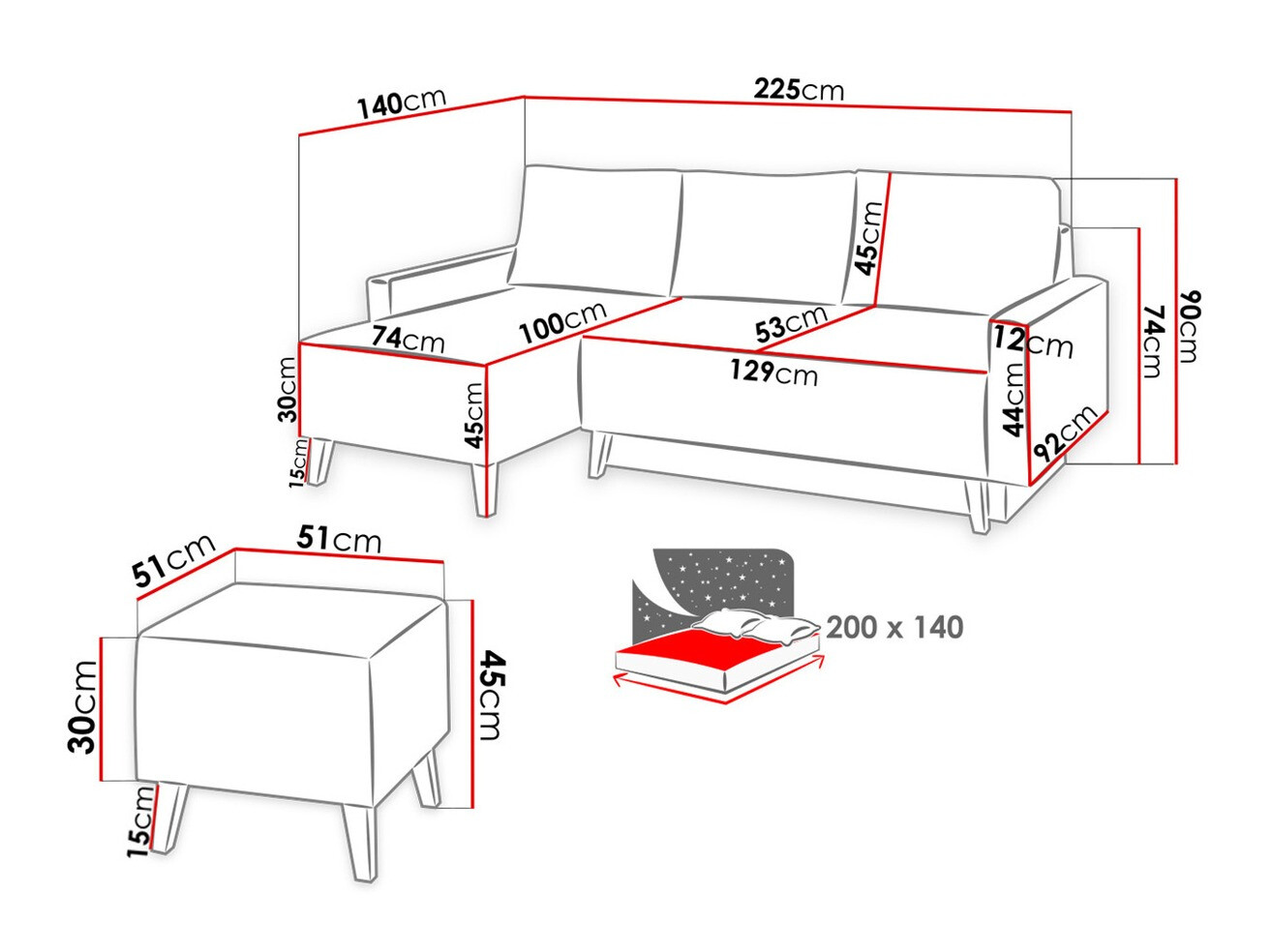 Conjunto de muebles tapizado Delbene 104 (Moric 03)