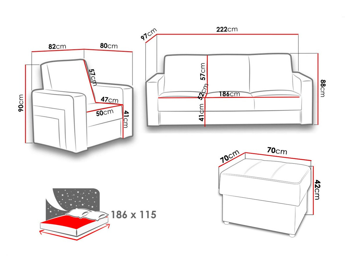 Conjunto de muebles tapizado Donum