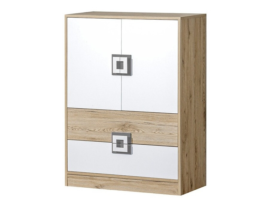 Cómoda Balvire 109 (Roble claro + Blanco + Gris)