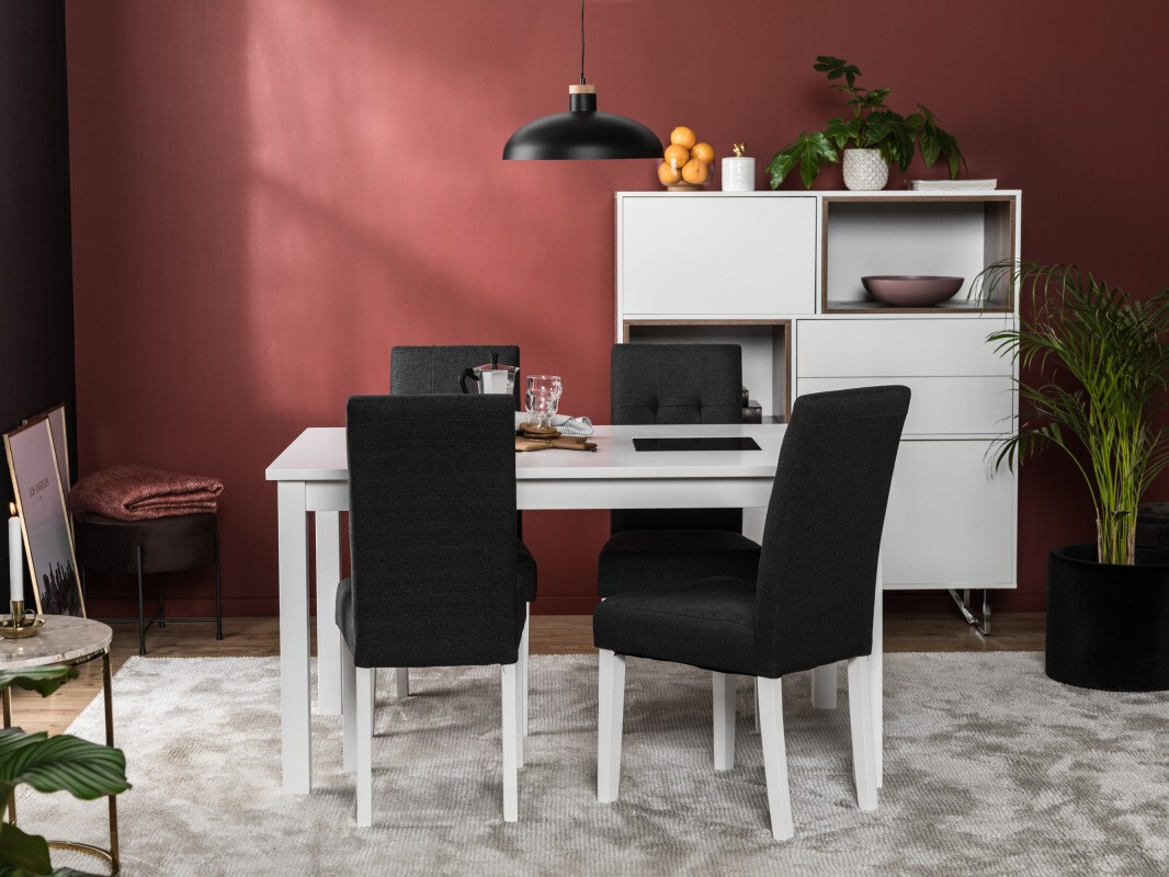 Conjunto de comedor Scandinavian Choice 671 (Gris oscuro + Blanco)