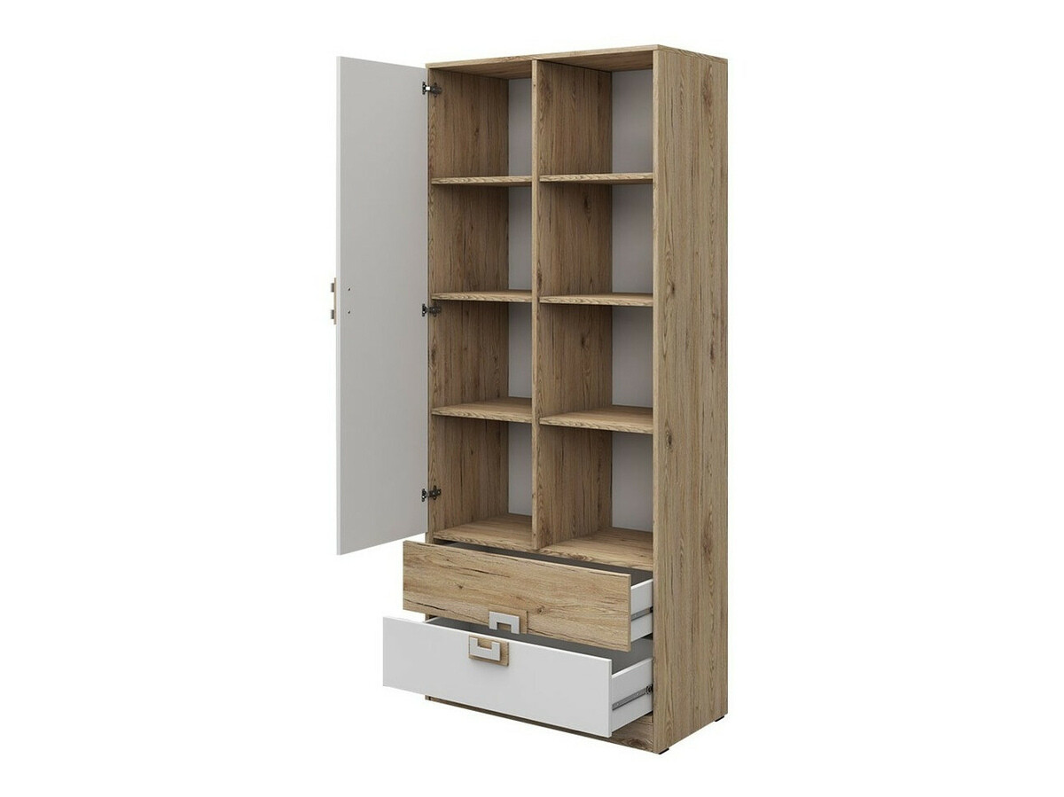 Estantería Balvire 105 (Roble claro + Blanco + Gris)