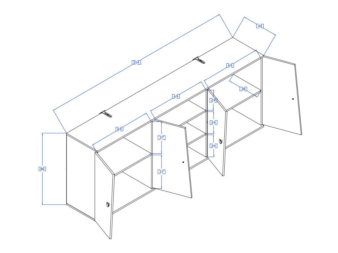 Armario de pared Mirelbu 115 (Roble Artisan + Blanco brillante + Gris)