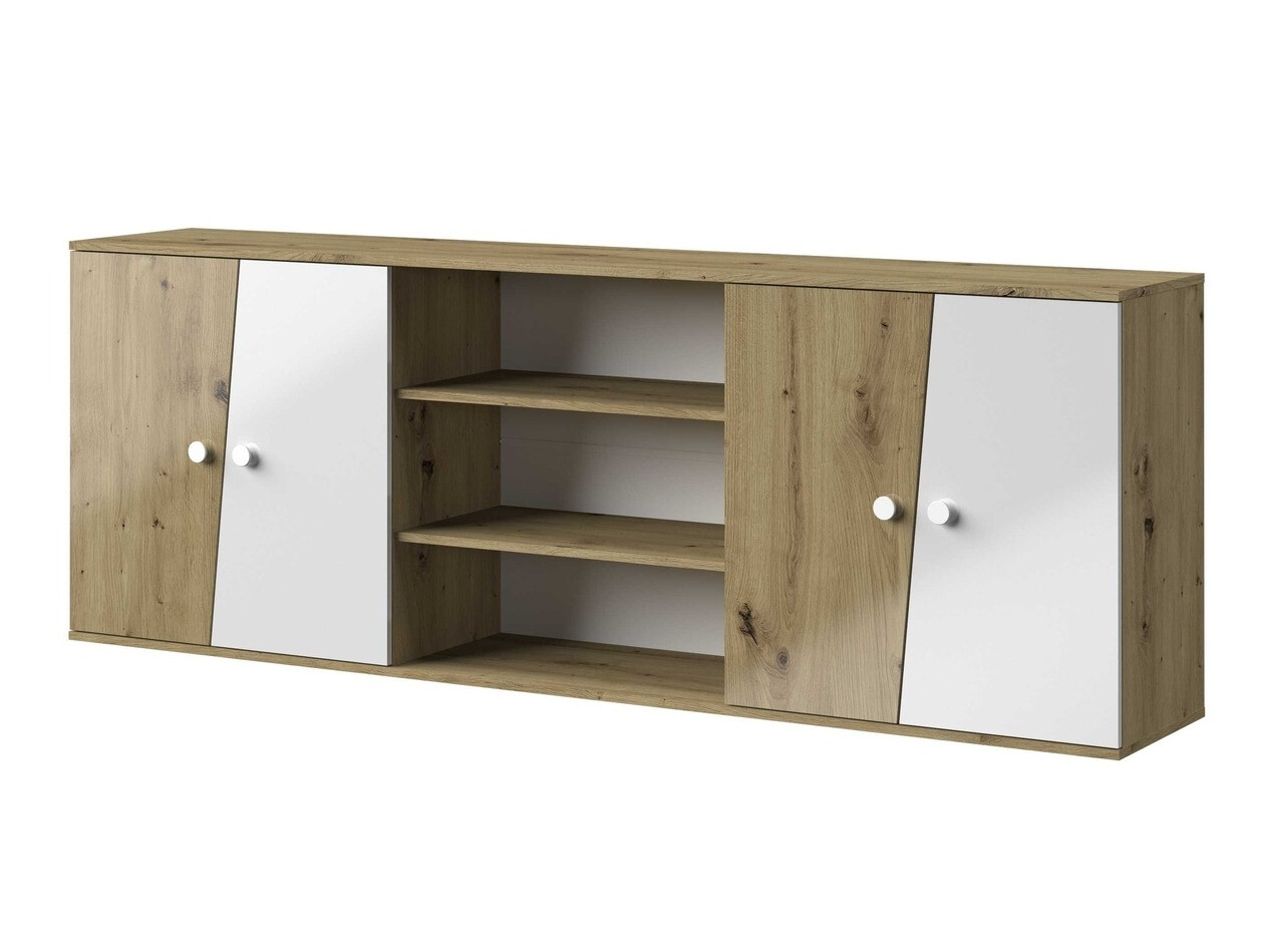 Armario de pared Mirelbu 115 (Roble Artisan + Blanco brillante)