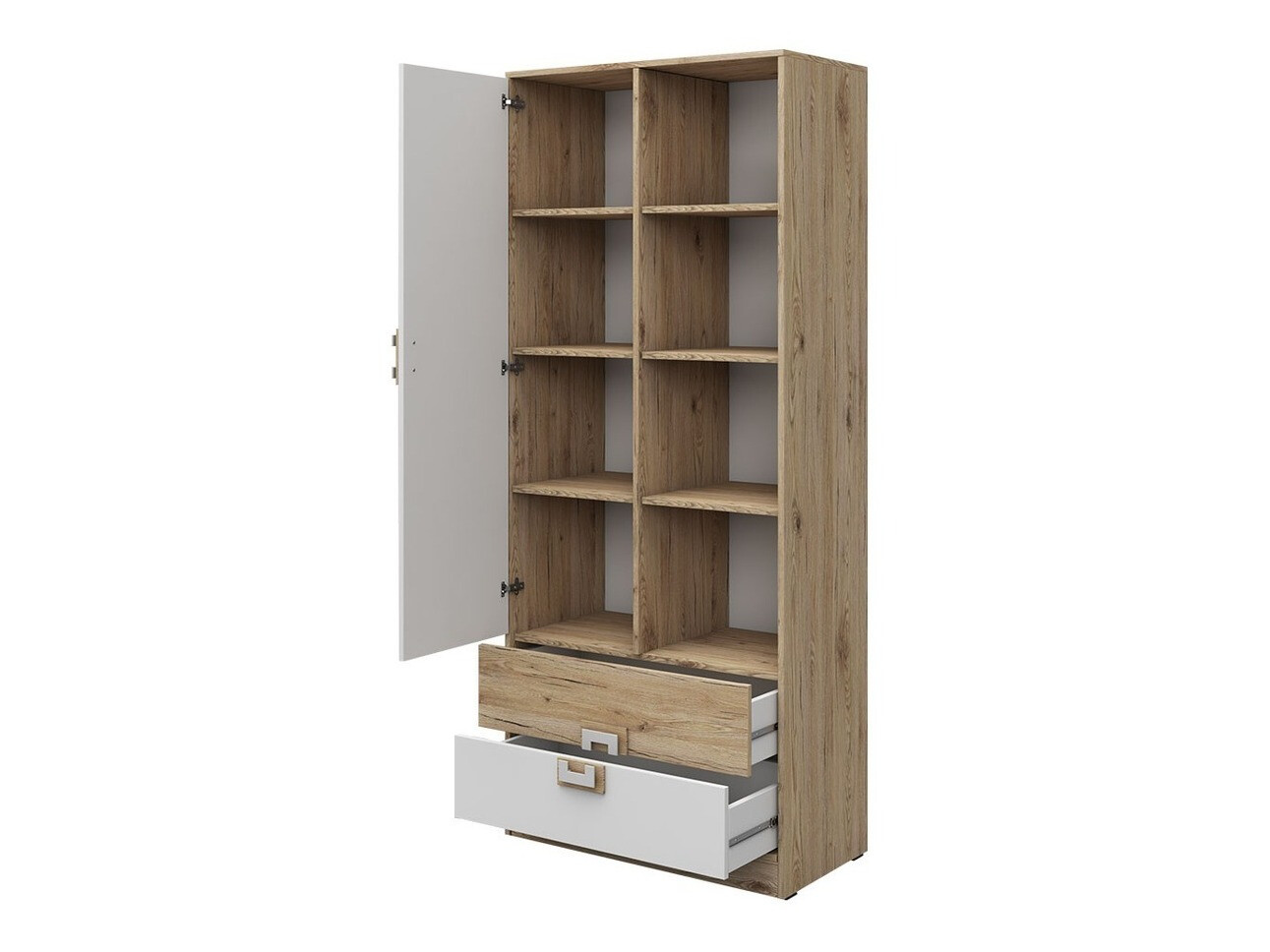 Conjunto de dormitorio infantil Balvire 116 (Roble claro + Blanco + Turquesa)