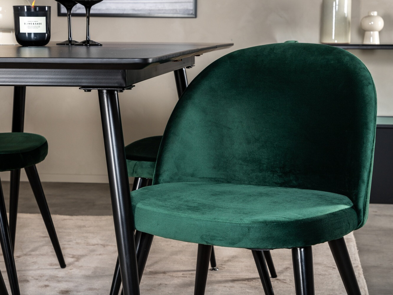 Conjunto de mesas y sillas para comedor Dallas 1521 (Verde + Negro)