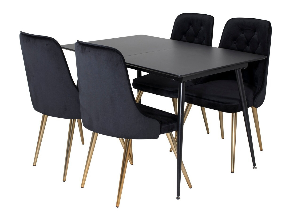 Conjunto de mesas y sillas para comedor Dallas 1522 (Negro + Dorado)