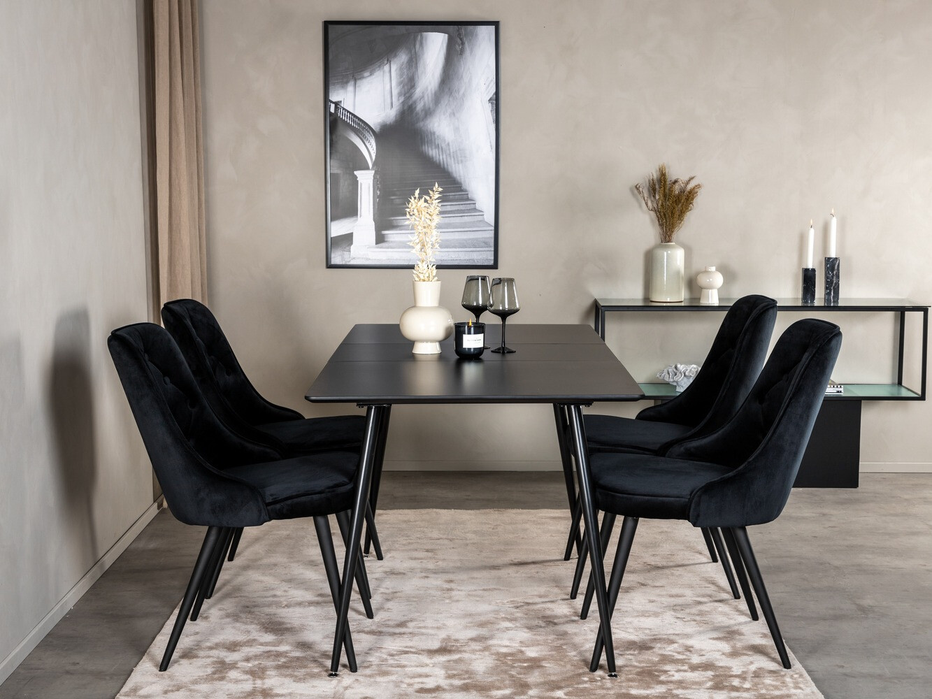 Conjunto de mesas y sillas para comedor Dallas 1522 (Negro)
