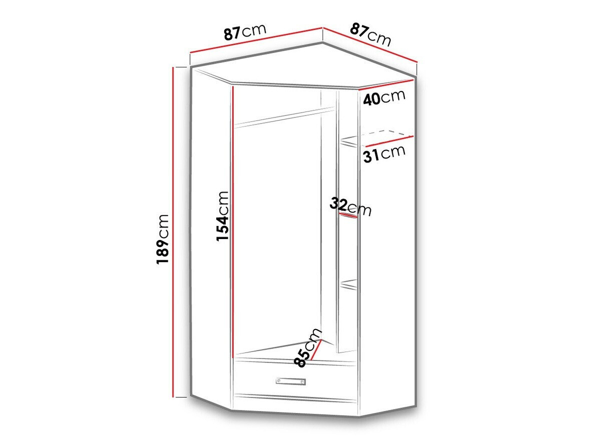 Armario de rincón Lorlare 112 (Blanco + Rosa)