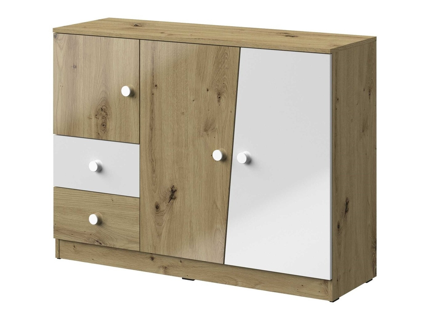 Cómoda Mirelbu 106 (Roble Artisan + Blanco brillante)