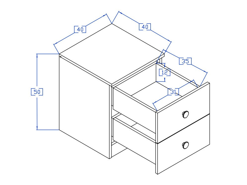 Mesilla de noche Mirelbu 108 (Roble Artisan + Negro brillante)