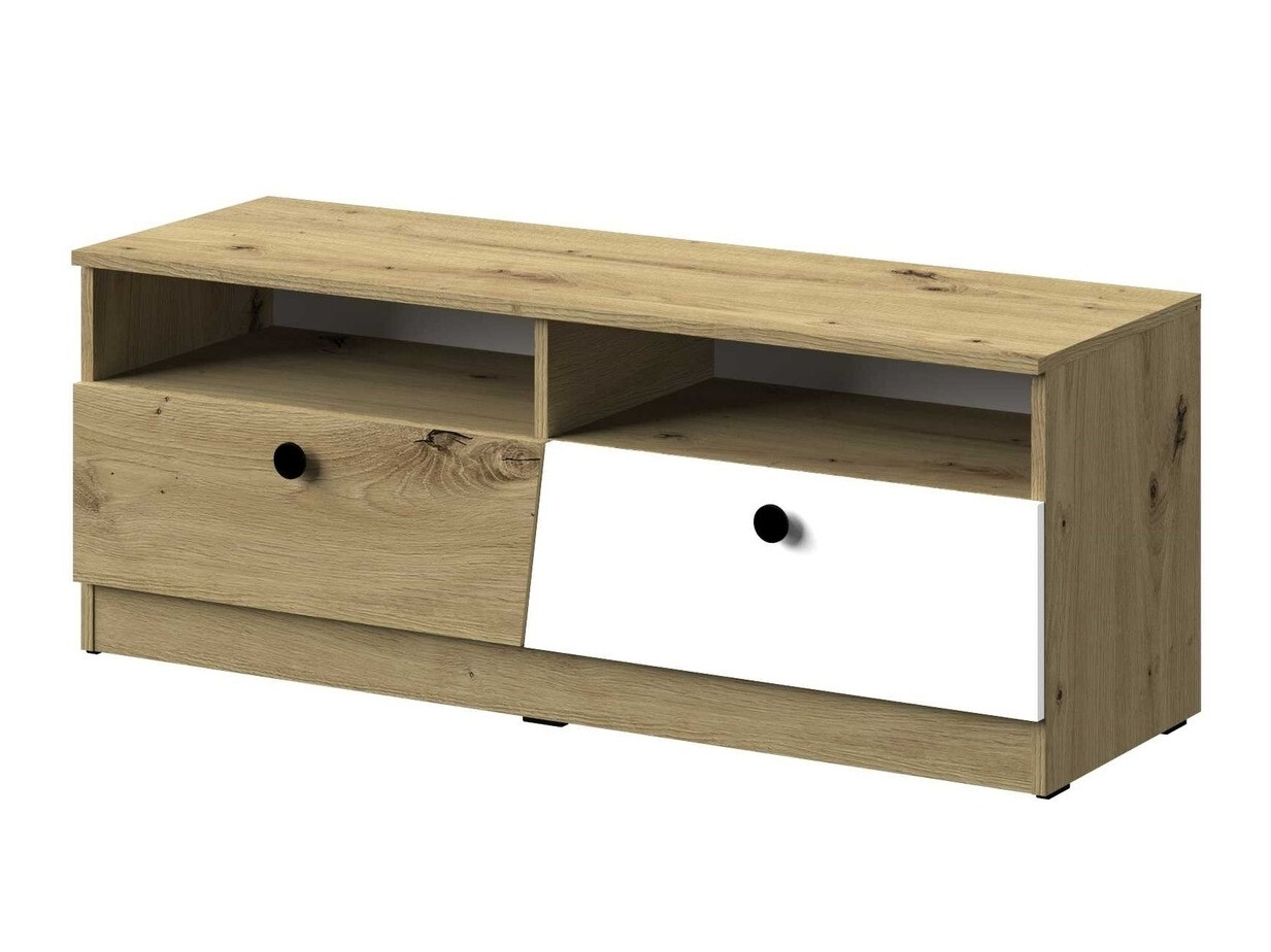 Mueble TV Mirelbu 107 (Roble Artisan + Blanco + Negro)