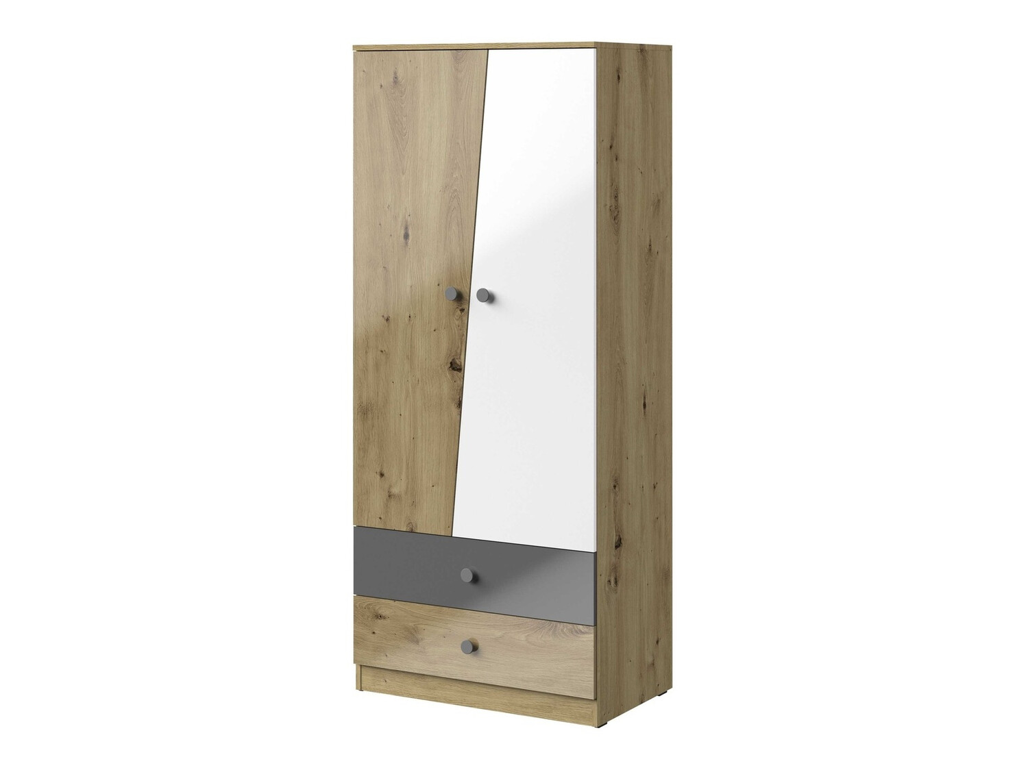 Armario Mirelbu 100 (Roble Artisan + Blanco brillante + Gris brillante)