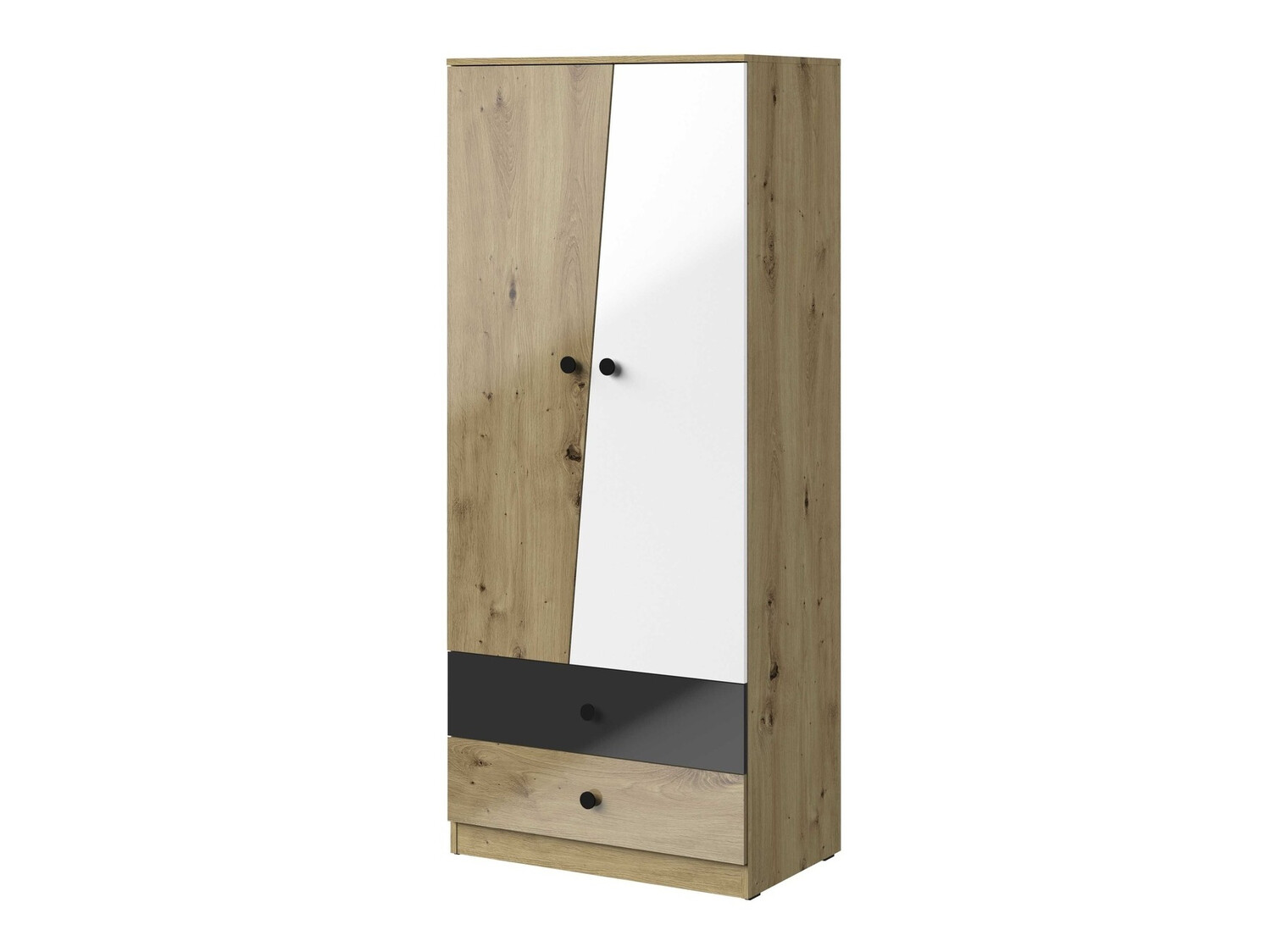 Armario Mirelbu 100 (Roble Artisan + Blanco brillante + Negro brillante)