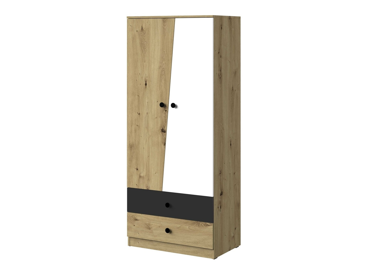 Armario Mirelbu 100 (Roble Artisan + Blanco + Negro)