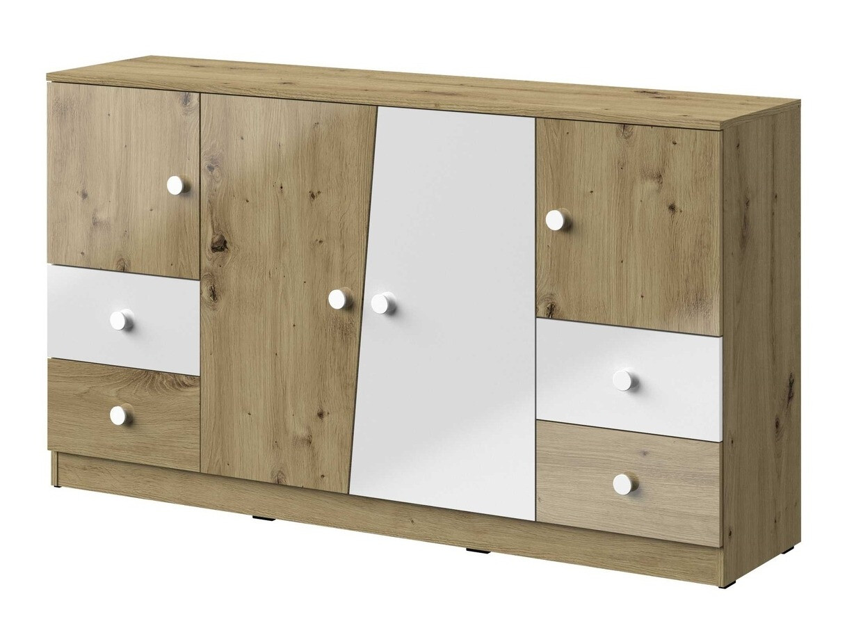 Cómoda Mirelbu 105 (Roble Artisan + Blanco brillante)