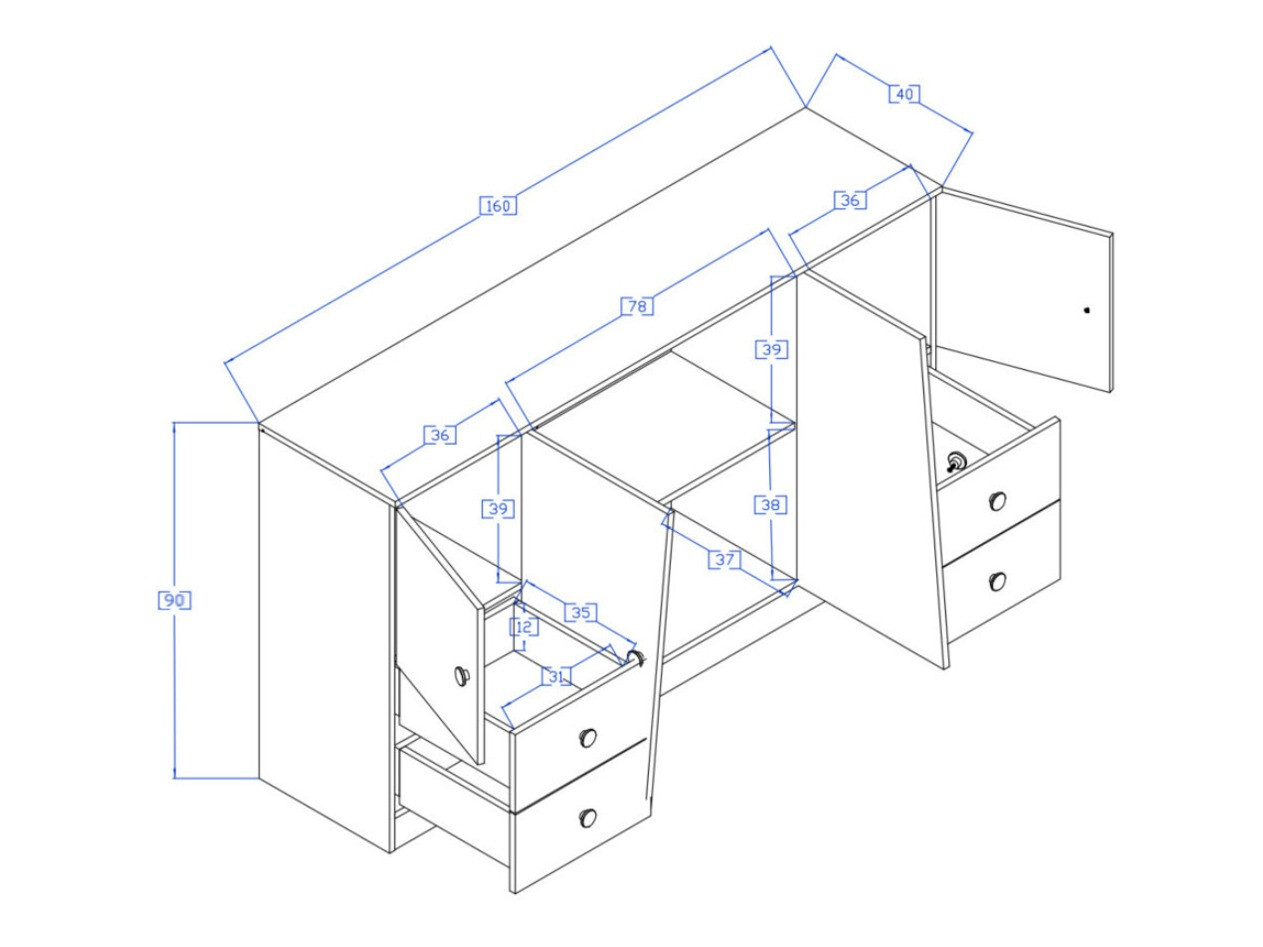 Cómoda Mirelbu 105 (Roble Artisan + Blanco + Negro)