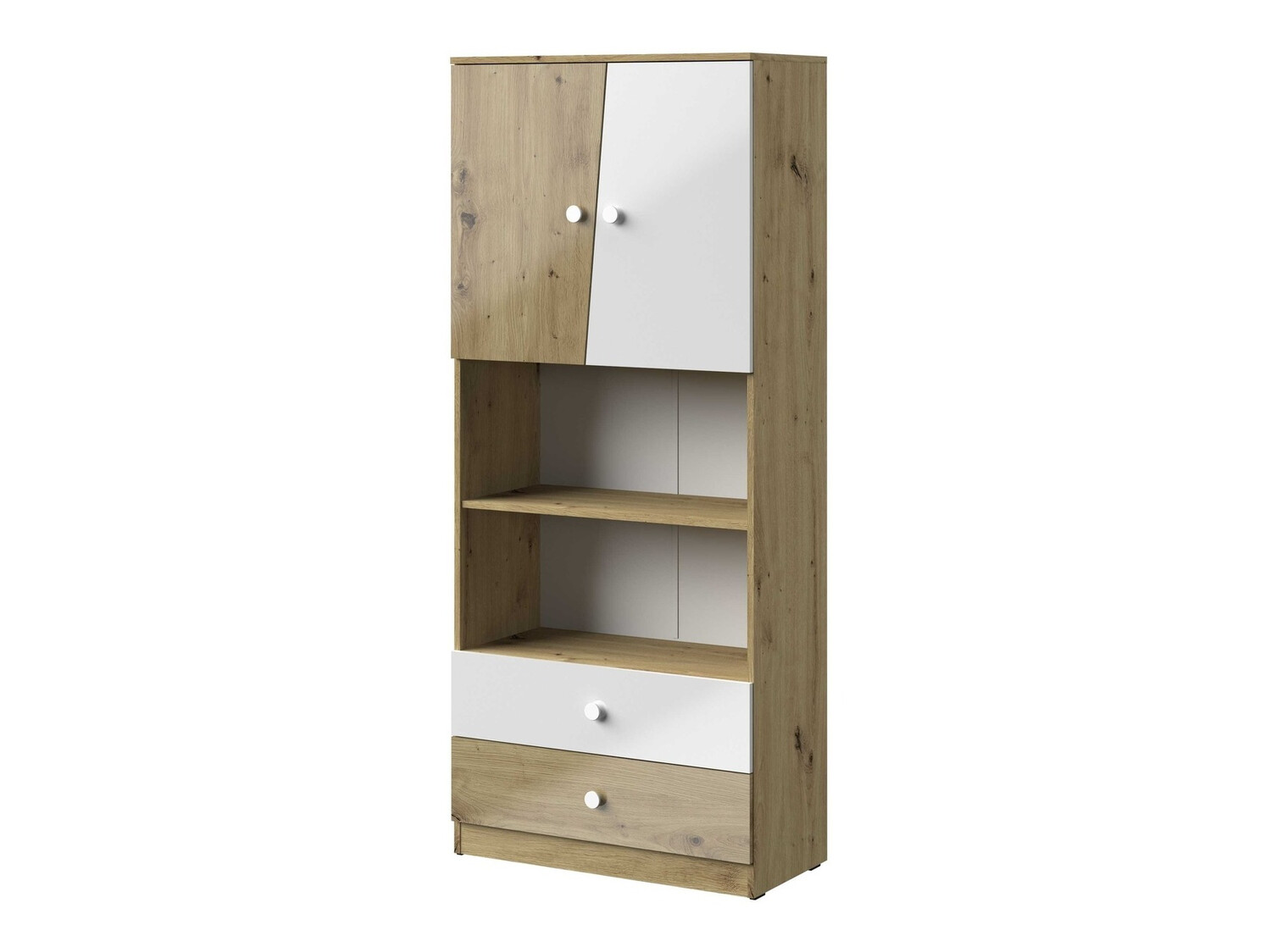 Estantería Mirelbu 103 (Roble Artisan + Blanco brillante)