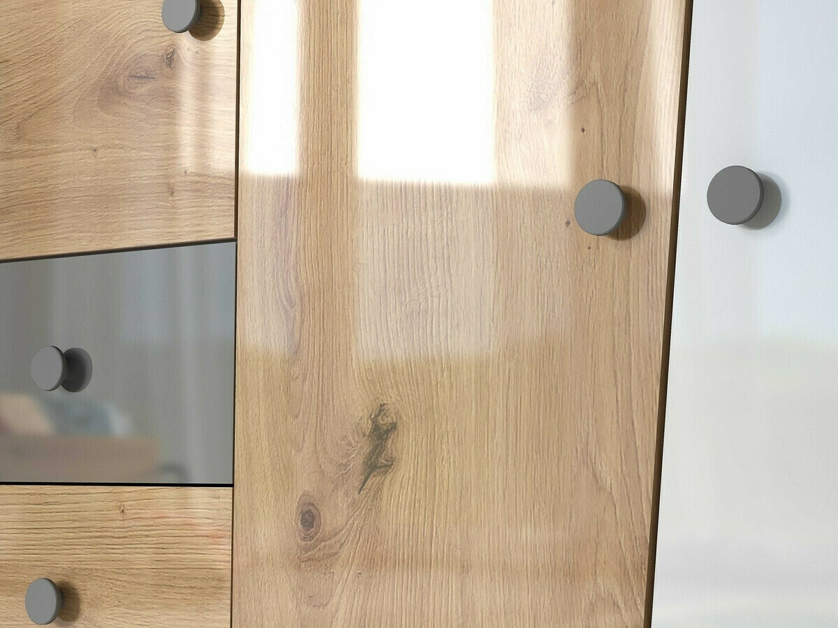 Estantería Mirelbu 104 (Roble Artisan + Blanco + Negro)