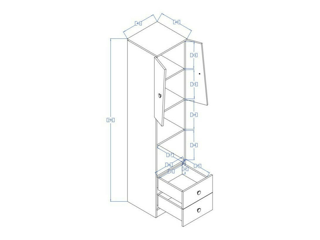 Estantería Mirelbu 104 (Roble Artisan + Blanco + Negro)
