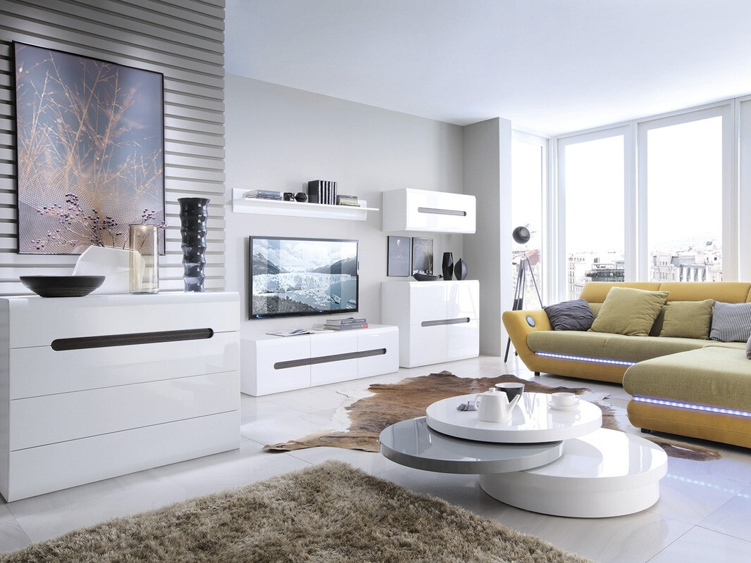 Aparador Serveso 106 (Blanco + Blanco brillante)