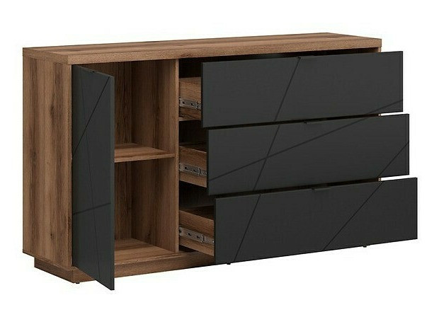 Conjunto de salón Fivale 110 (Roble delano oscuro + Negro mate)