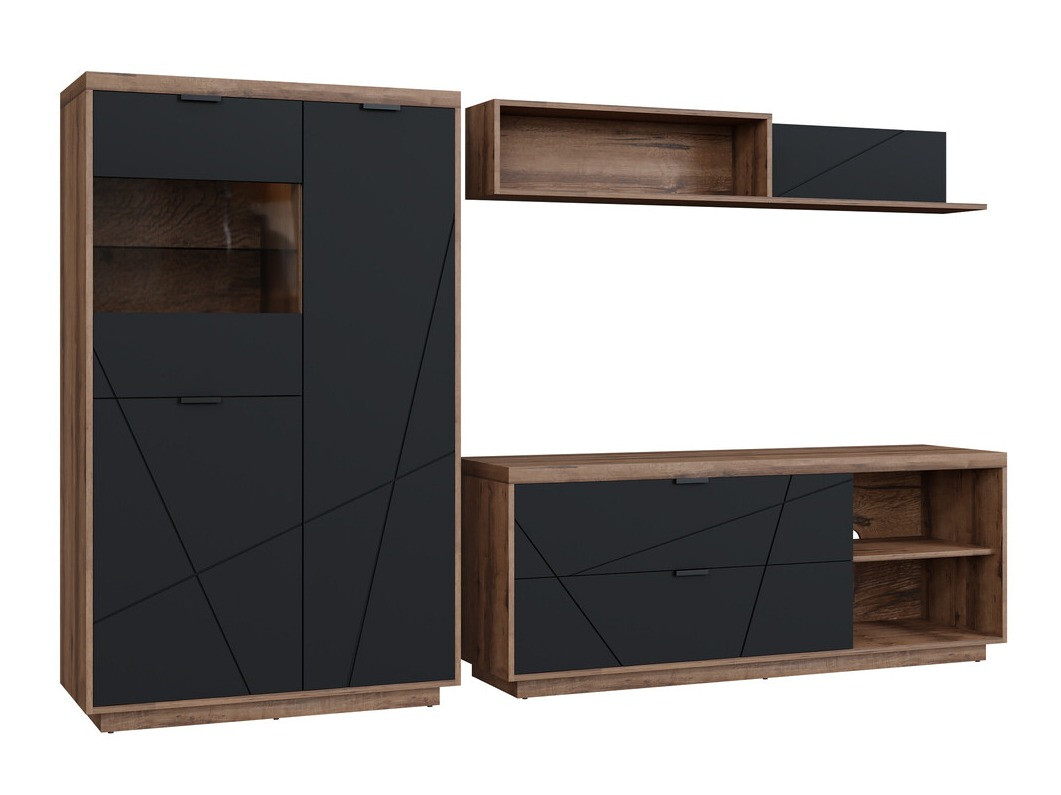 Conjunto de salón Fivale 111 (Roble delano oscuro + Negro mate)