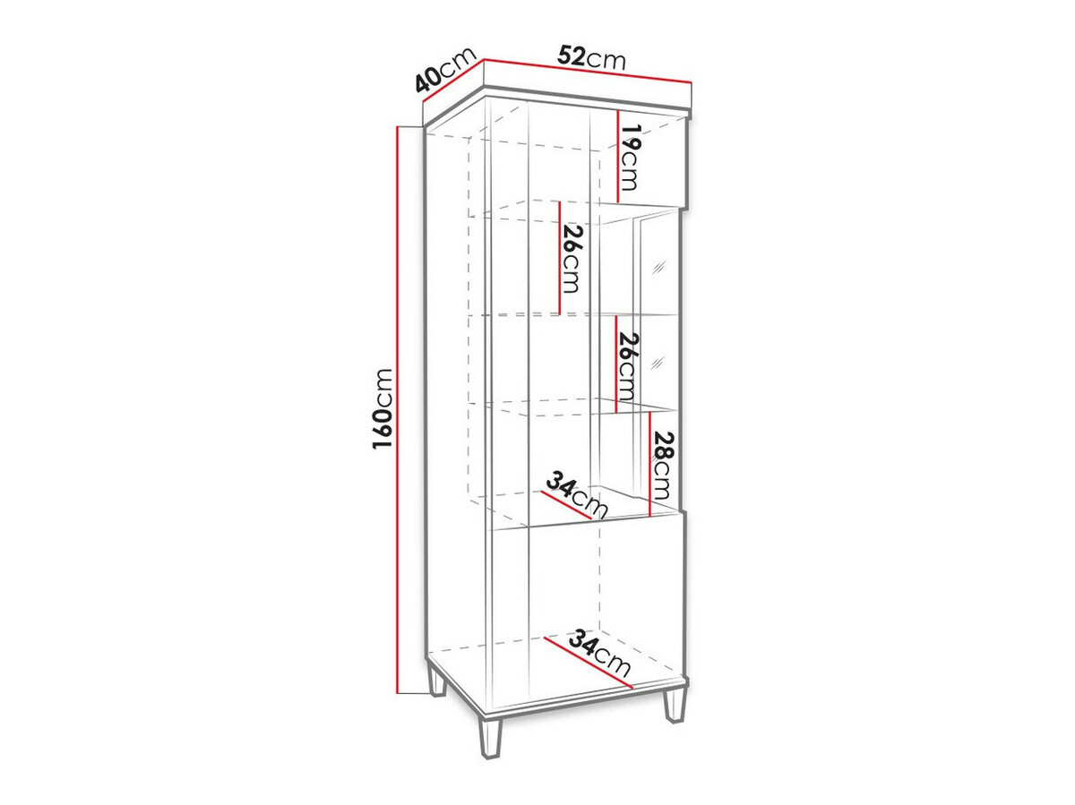 Estantería Florem II (Blanco + Blanco brillante + Luminoso madera)