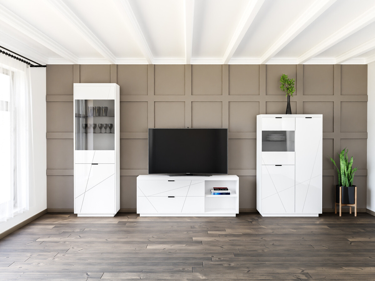 Conjunto de salón Fivale 112 (Blanco brillante + Blanco)