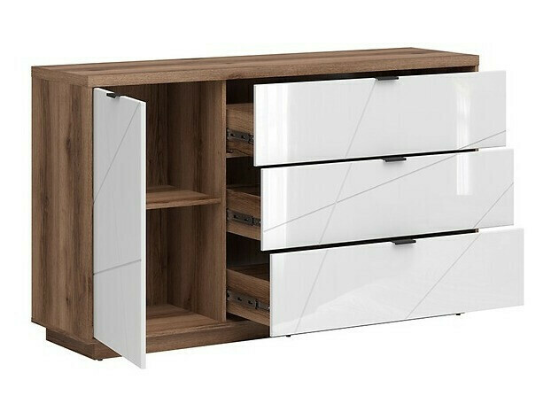 Conjunto de salón Fivale 114 (Roble delano oscuro + Blanco brillante)