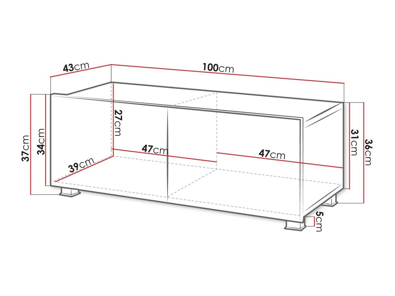 Mueble TV Tivdalu 104 (Blanco + Blanco brillante)