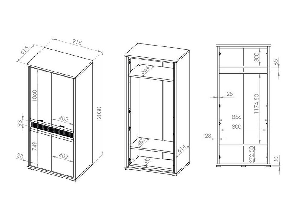 Armario Madison H100 (Blanco brillante)