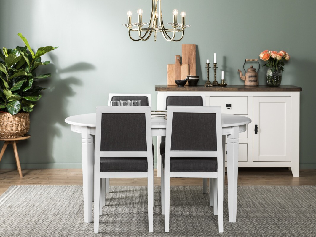 Conjunto de comedor Scandinavian Choice 752 (Blanco + Gris oscuro)