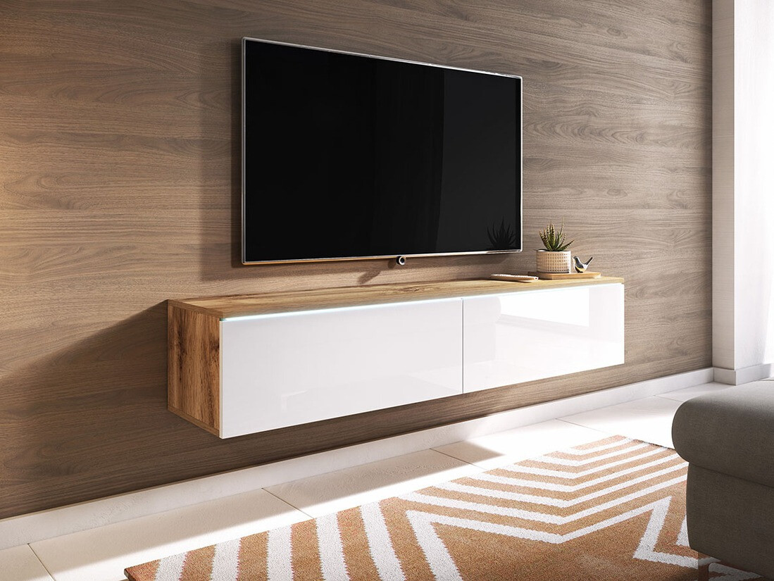 Mueble TV Sarasota 120 (Roble wotan + Blanco brillante)