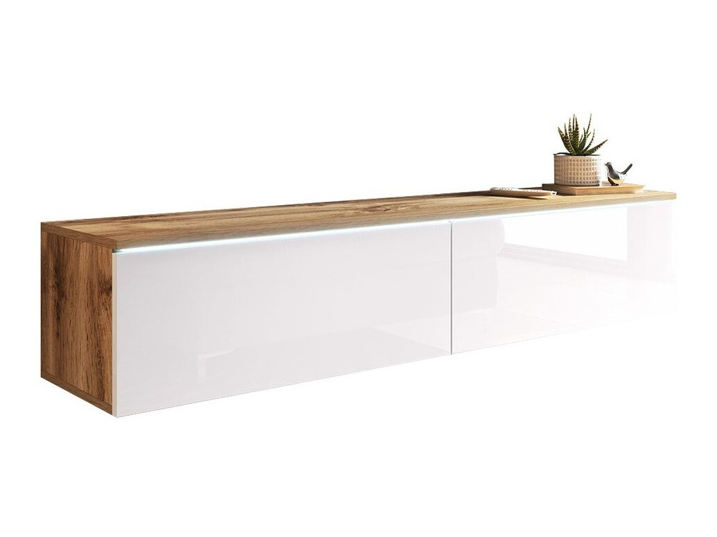 Mueble TV Sarasota 120 (Roble wotan + Blanco brillante)