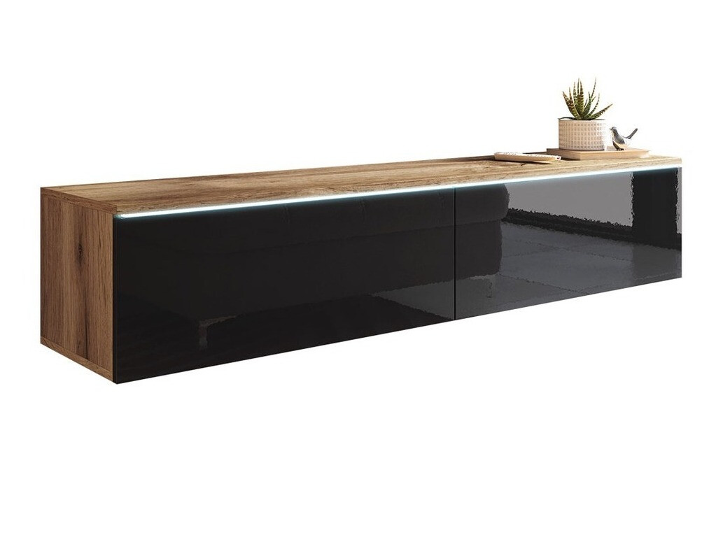 Mueble TV Sarasota 120 (Roble wotan + Negro brillante)