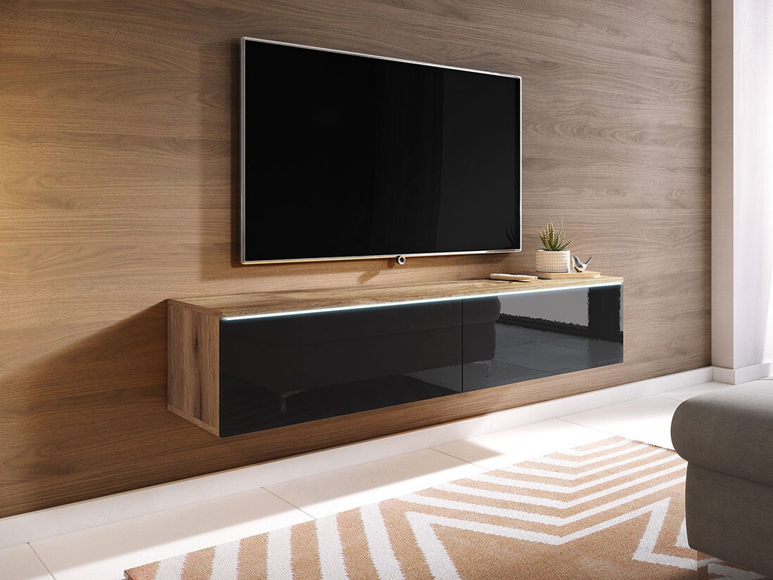 Mueble TV Sarasota 120 (Roble wotan + Negro brillante)