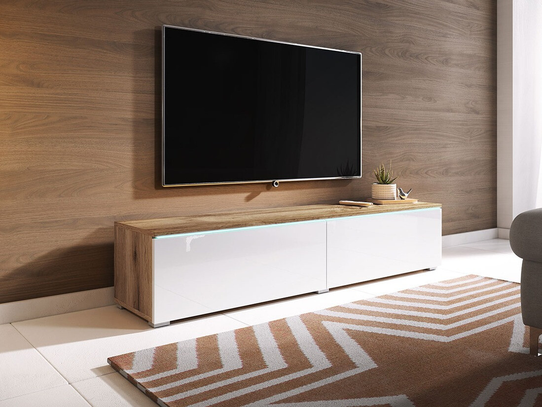 Mueble TV Scientia (Roble wotan + Blanco brillante)