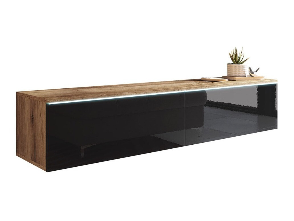 Mueble TV Scientia (Roble wotan + Negro brillante)